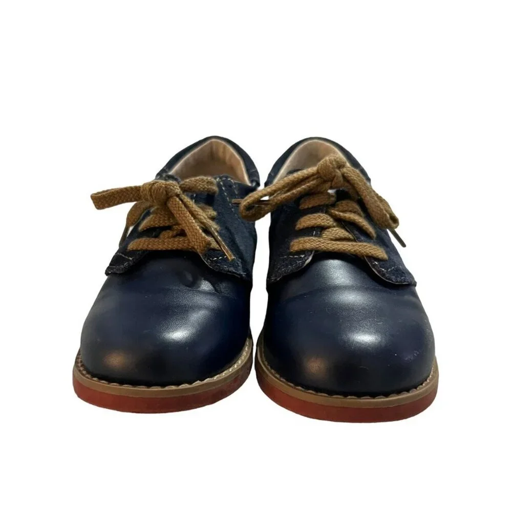 Footmates Sz 12.5 Navy Blue Leather Saddle Oxford Shoes